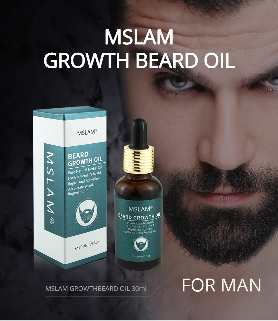 Mslam Pure Beard Growth Oil Men Grow Moustache Essence Oil Thicker Fuller Gentlemen&prime; S Beard Hair Extension PRO 30ml