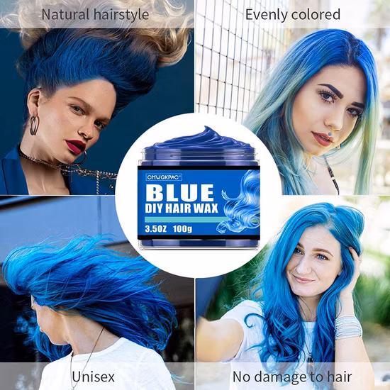 OEM Organic Natural Matte Wholesale 4 Color Hair Blue Color Clay Wax